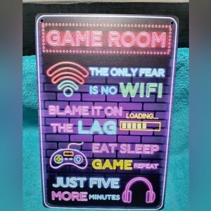 Game Room Neon Metal Art Sign